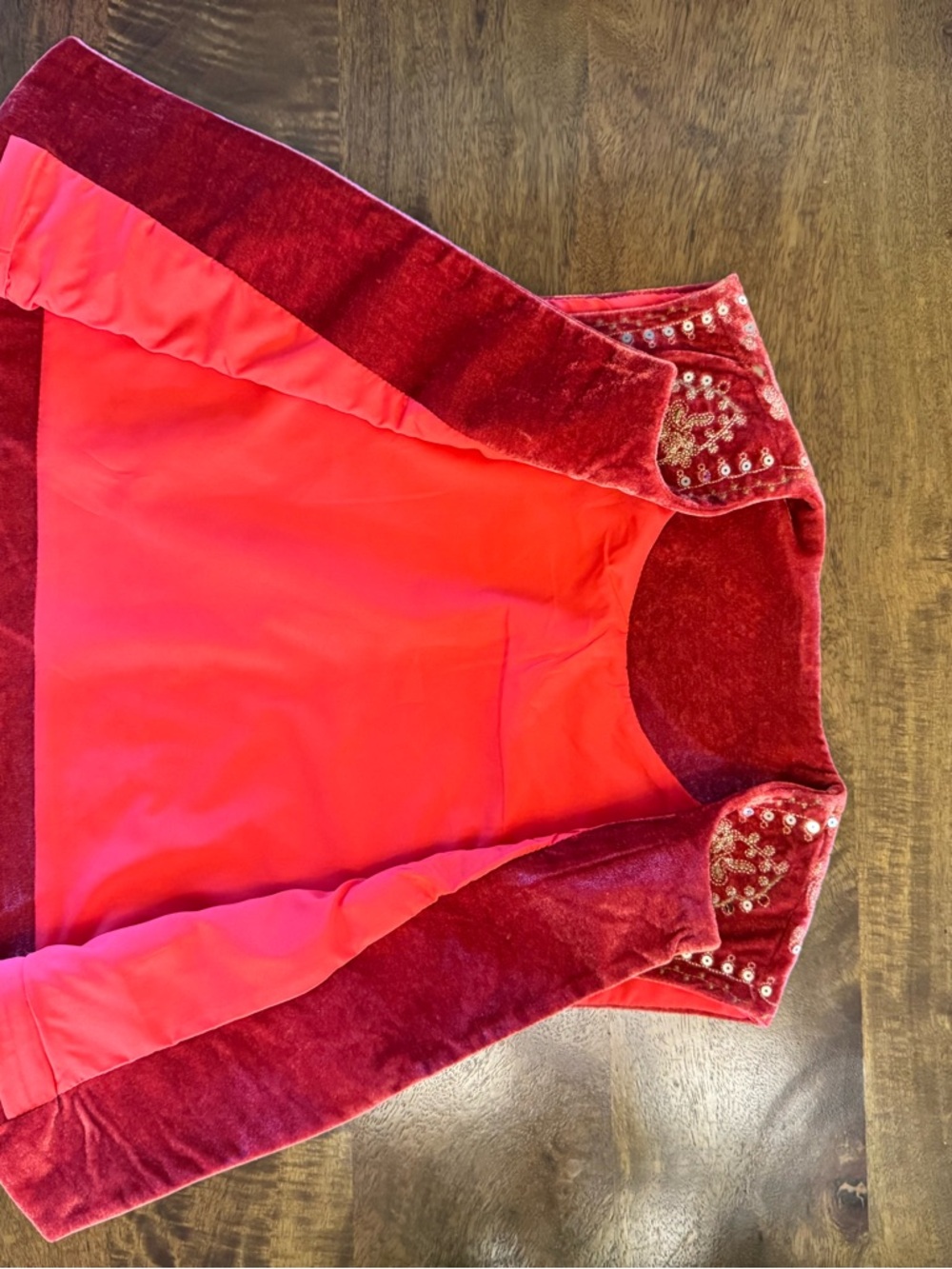 Small Rust Colored Embroidered Velvet Vest - Picture 5 of 6